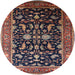 Round Machine Washable Industrial Modern Dark Almond Brown Rug, wshurb2634