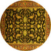 Round Oriental Yellow Industrial Rug, urb2634yw