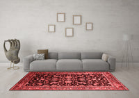 Machine Washable Oriental Red Industrial Rug, wshurb2634red