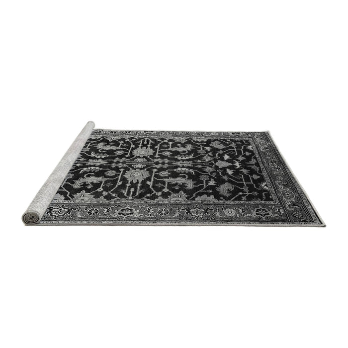 Sideview of Machine Washable Oriental Gray Industrial Rug, wshurb2634gry