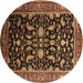 Round Oriental Brown Industrial Rug, urb2634brn