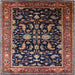 Square Mid-Century Modern Dark Almond Brown Oriental Rug, urb2634