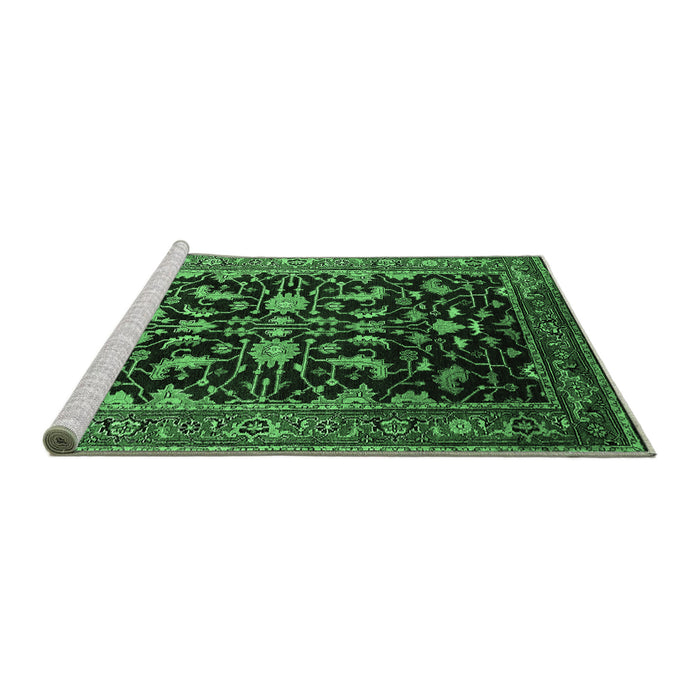 Sideview of Machine Washable Oriental Emerald Green Industrial Area Rugs, wshurb2634emgrn
