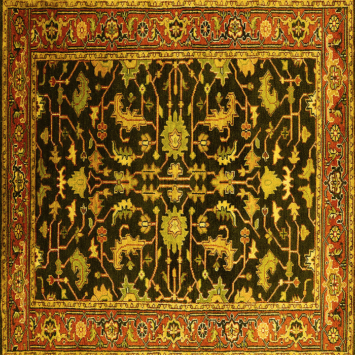 Square Machine Washable Oriental Yellow Industrial Rug, wshurb2634yw