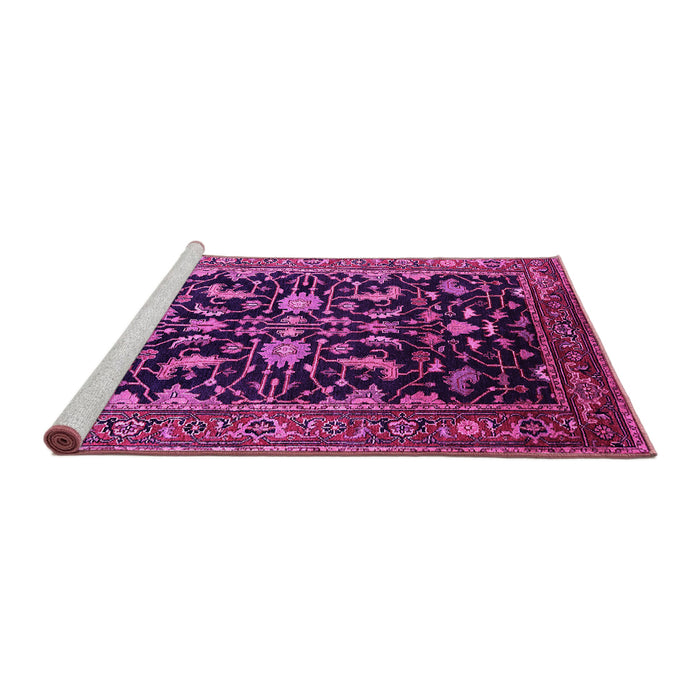 Sideview of Machine Washable Oriental Pink Industrial Rug, wshurb2634pnk