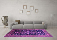 Machine Washable Oriental Purple Industrial Rug, wshurb2634pur