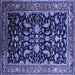 Square Machine Washable Oriental Blue Industrial Rug, wshurb2634blu