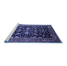 Sideview of Machine Washable Oriental Blue Industrial Rug, wshurb2634blu