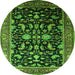 Round Oriental Green Industrial Rug, urb2634grn