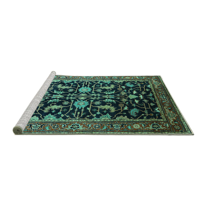 Sideview of Machine Washable Oriental Turquoise Industrial Area Rugs, wshurb2634turq