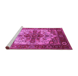 Sideview of Machine Washable Persian Pink Traditional Rug, wshurb2635pnk