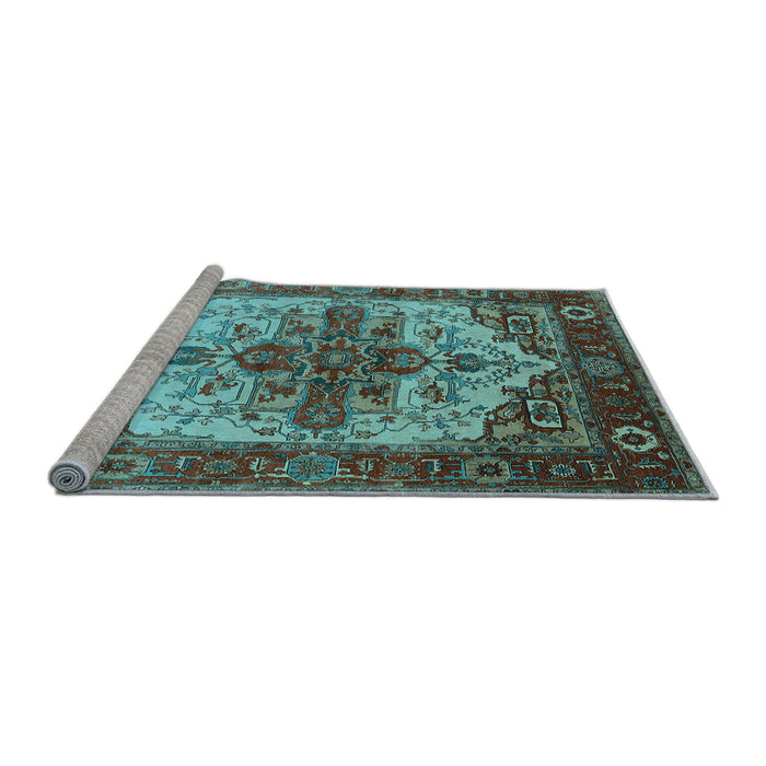 Sideview of Machine Washable Persian Light Blue Traditional Rug, wshurb2635lblu