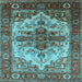 Square Machine Washable Persian Light Blue Traditional Rug, wshurb2635lblu