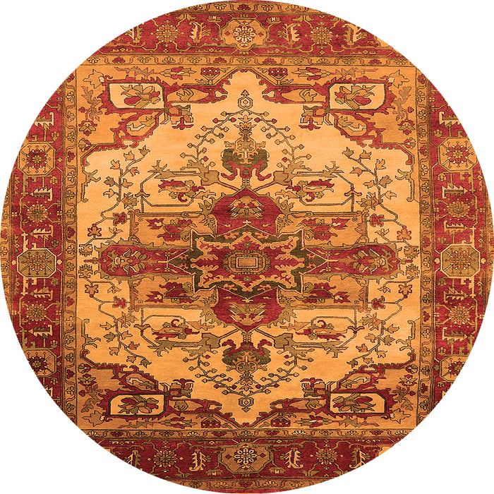 Round Persian Orange Traditional Rug, urb2635org