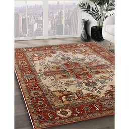 Mid-Century Modern Red Persian Rug in Family Room, urb2635