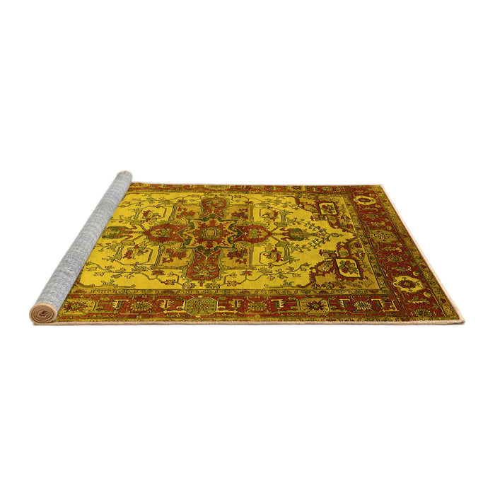 Sideview of Machine Washable Persian Yellow Traditional Rug, wshurb2635yw