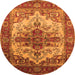 Round Machine Washable Persian Orange Traditional Area Rugs, wshurb2635org