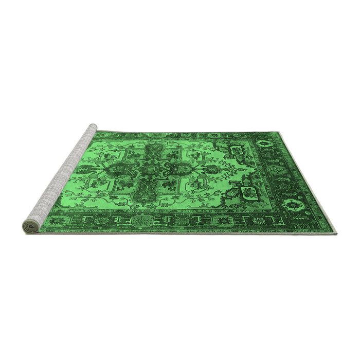 Sideview of Machine Washable Persian Emerald Green Traditional Area Rugs, wshurb2635emgrn