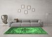 Machine Washable Persian Emerald Green Traditional Area Rugs in a Living Room,, wshurb2635emgrn