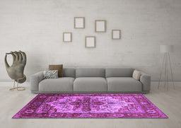 Machine Washable Persian Purple Traditional Area Rugs in a Living Room, wshurb2635pur