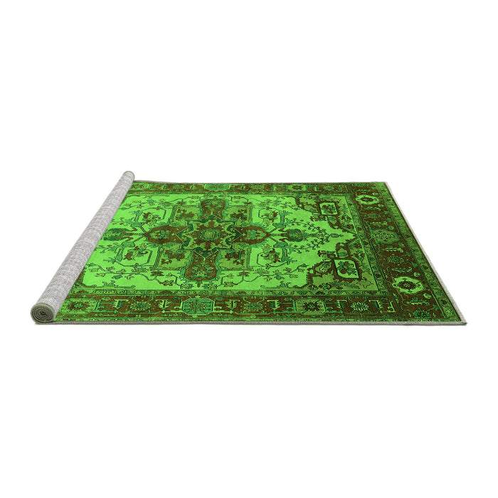 Sideview of Machine Washable Persian Green Traditional Area Rugs, wshurb2635grn