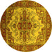 Round Persian Yellow Traditional Rug, urb2635yw