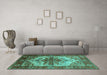 Machine Washable Persian Turquoise Traditional Area Rugs in a Living Room,, wshurb2635turq