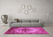 Machine Washable Persian Pink Traditional Rug in a Living Room, wshurb2635pnk