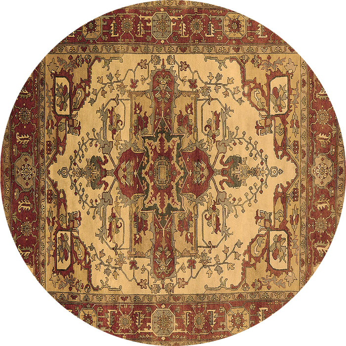 Round Persian Brown Traditional Rug, urb2635brn