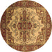 Round Persian Brown Traditional Rug, urb2635brn