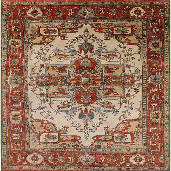 Square Mid-Century Modern Red Persian Rug, urb2635