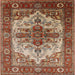 Square Mid-Century Modern Red Persian Rug, urb2635