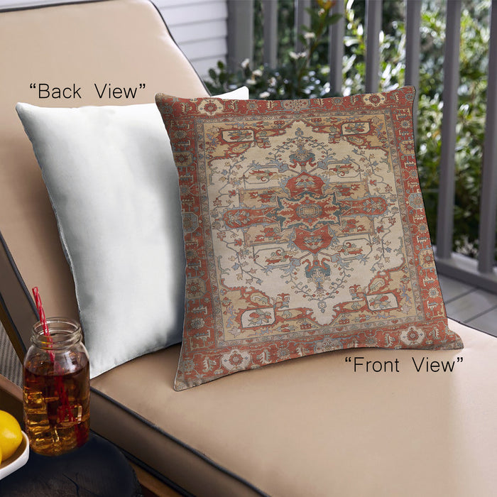 Front View of Mid-Century Modern Urban Square Tomato Red Throw Pillow, 18 inch by 18 inch, pwurb2635