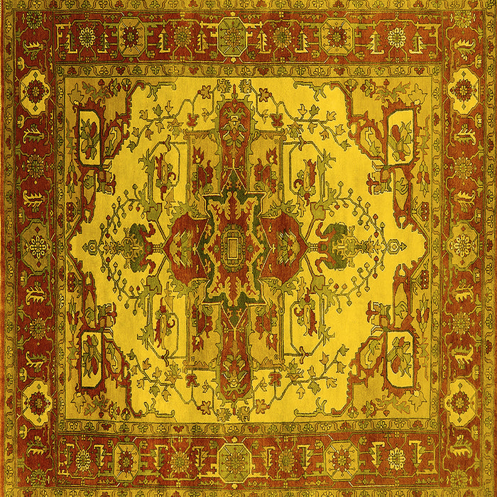 Square Persian Yellow Traditional Rug, urb2635yw