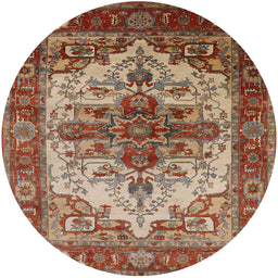 Round Machine Washable Industrial Modern Tomato Red Rug, wshurb2635