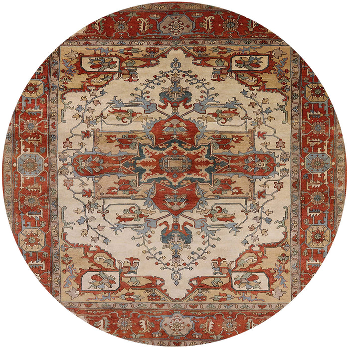 Round Machine Washable Industrial Modern Tomato Red Rug, wshurb2635