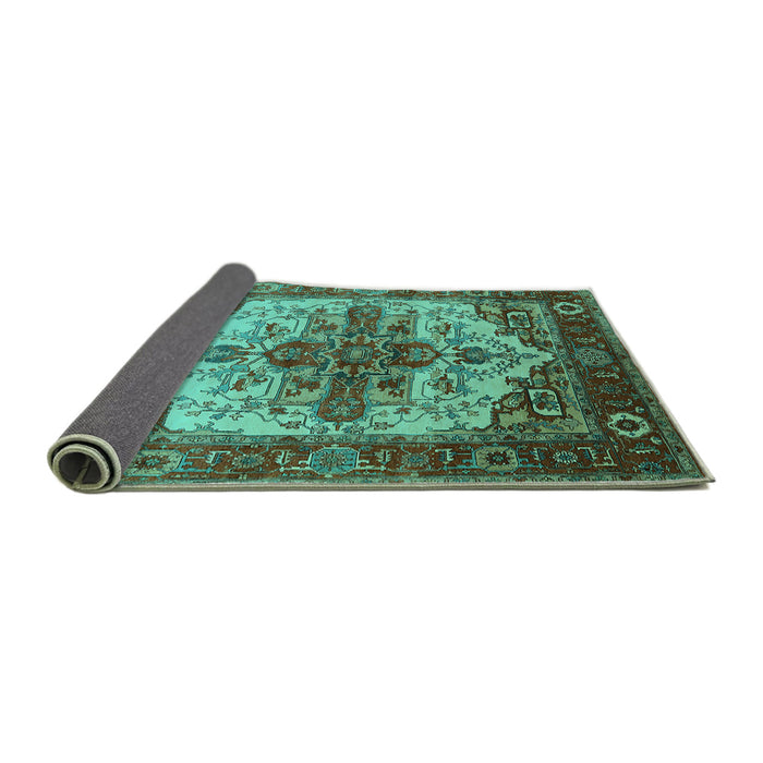 Sideview of Persian Turquoise Traditional Rug, urb2635turq