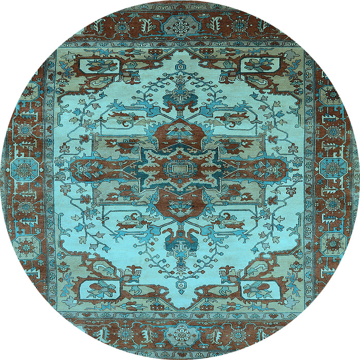 Round Persian Light Blue Traditional Rug, urb2635lblu
