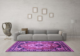 Machine Washable Persian Purple Traditional Area Rugs in a Living Room, wshurb2636pur