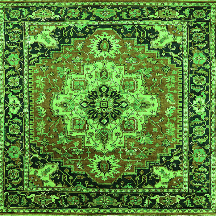Square Persian Green Traditional Rug, urb2636grn
