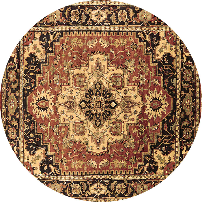 Round Persian Brown Traditional Rug, urb2636brn