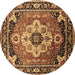 Round Persian Brown Traditional Rug, urb2636brn
