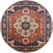 Round Machine Washable Industrial Modern Camel Brown Rug, wshurb2636