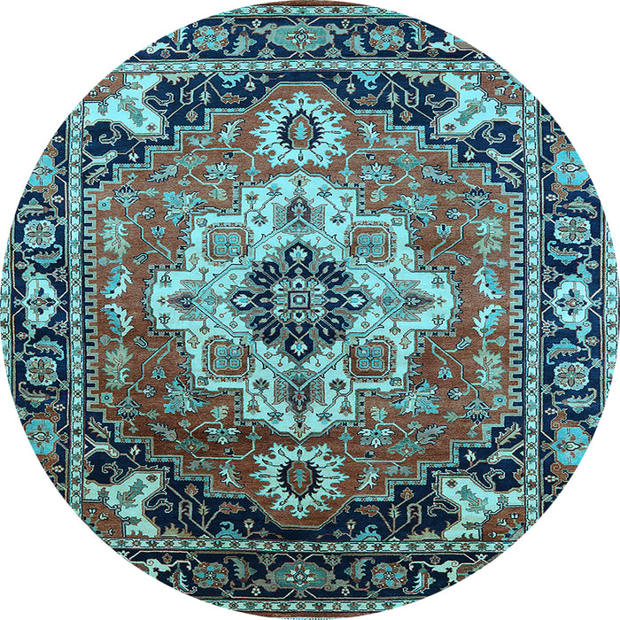 Round Machine Washable Persian Light Blue Traditional Rug, wshurb2636lblu