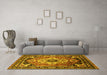 Machine Washable Persian Yellow Traditional Rug in a Living Room, wshurb2636yw