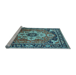 Sideview of Machine Washable Persian Light Blue Traditional Rug, wshurb2636lblu