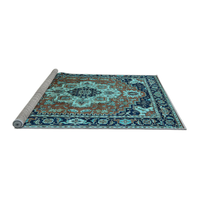 Sideview of Machine Washable Persian Light Blue Traditional Rug, wshurb2636lblu