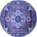 Round Machine Washable Persian Blue Traditional Rug, wshurb2636blu