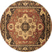 Round Machine Washable Persian Brown Traditional Rug, wshurb2636brn