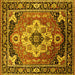 Square Machine Washable Persian Yellow Traditional Rug, wshurb2636yw